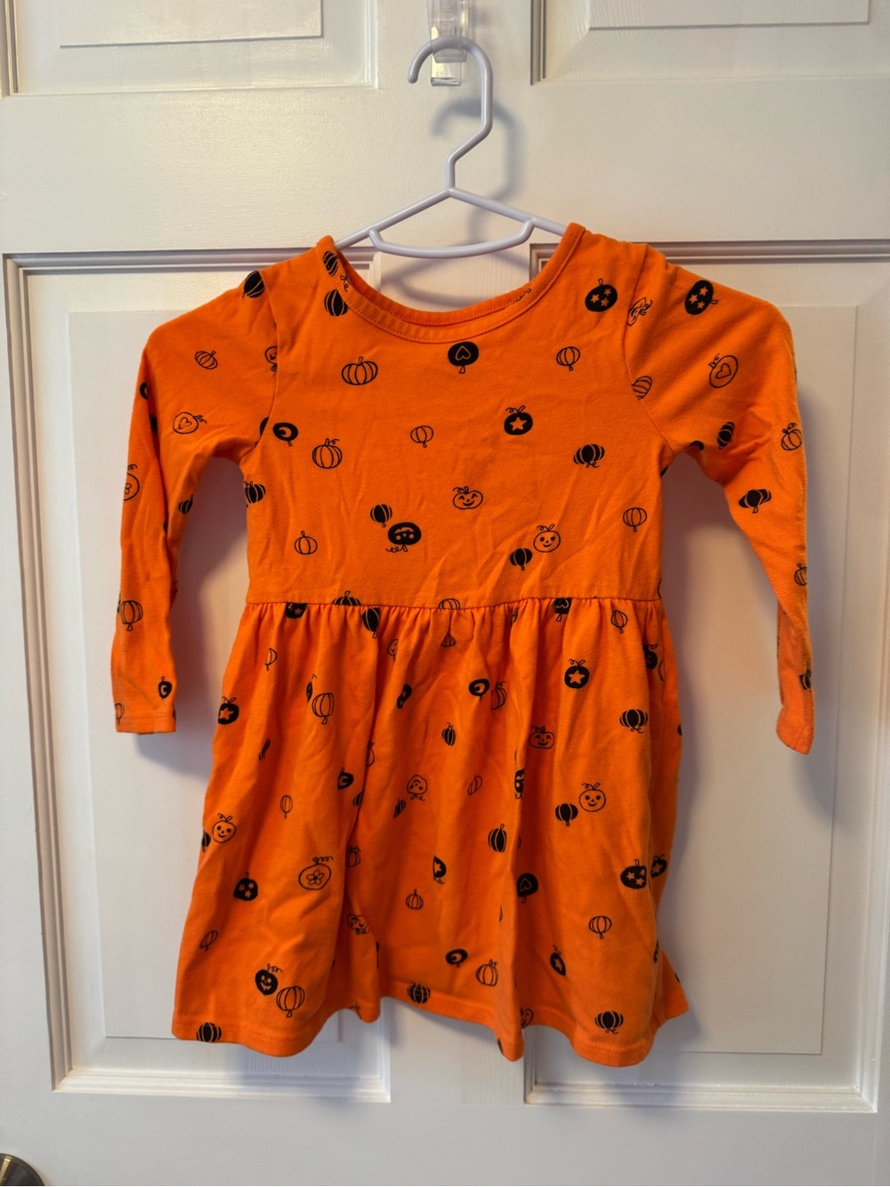 Cat & Jack Orange Long-Sleeve Pumpkin Print Dress